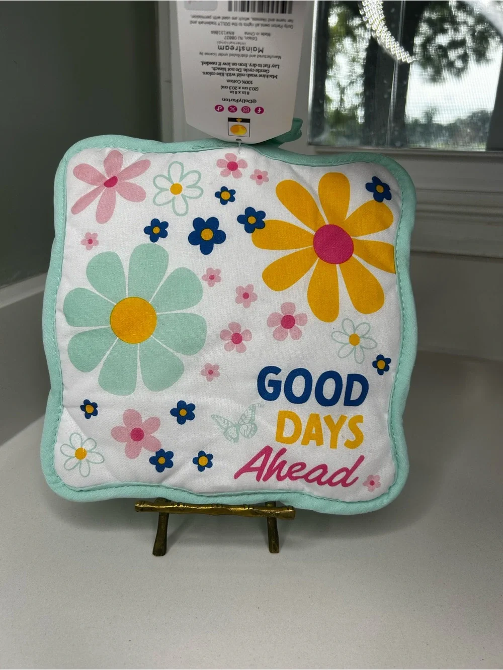 NWT Dolly Parton Pot Holder - Good Days Ahead Floral Mint